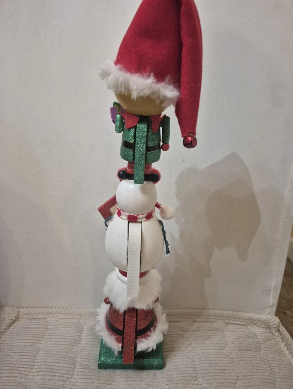 Festive Red and Green Stacked Holiday Nutcracker